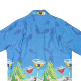 RJC Mens Hawaiian Shirt Blue Floral L