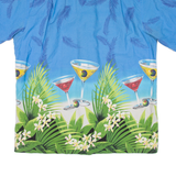 RJC Mens Hawaiian Shirt Blue Floral L