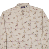 ROUNDTREE & YORKE Birds Mens Shirt Beige Long Sleeve L