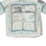 SANGI Mens Hawaiian Shirt Blue Crazy Pattern L