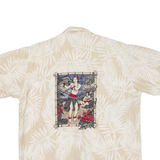 NO BOUNDARIES Mens Hawaiian Shirt Beige Floral L