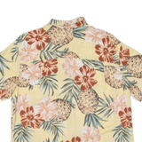 ISLAND SHORES Mens Hawaiian Shirt Yellow Floral L