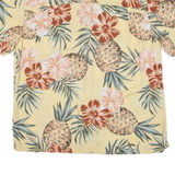 ISLAND SHORES Mens Hawaiian Shirt Yellow Floral L
