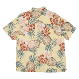ISLAND SHORES Mens Hawaiian Shirt Yellow Floral L