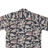 PIERRE CARDIN Mens Hawaiian Shirt Black Floral M
