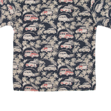 PIERRE CARDIN Mens Hawaiian Shirt Black Floral M