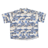 Mens Hawaiian Shirt Blue Floral 2XL