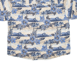 Mens Hawaiian Shirt Blue Floral 2XL