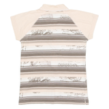KICKERS Womens Polo Shirt Pink Striped UK 8