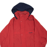 TIMBERLAND Mens Rain Jacket Red Nylon Hooded L