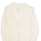 MONSOON Womens Cardigan Cream V-Neck Tight Knit Linen UK 8