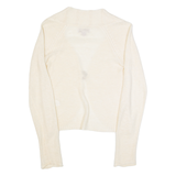 MONSOON Womens Cardigan Cream V-Neck Tight Knit Linen UK 8