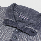 TOMMY HILFIGER Mens Jumper Blue Button Neck Tight Knit L