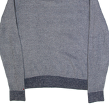 TOMMY HILFIGER Mens Jumper Blue Button Neck Tight Knit L
