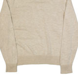 TOMMY HILFIGER Mens Jumper Beige Button Neck Tight Knit S