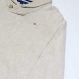 TOMMY HILFIGER Mens Jumper Beige Button Neck Tight Knit S
