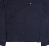 TOMMY HILFIGER Mens Jumper Blue V-Neck Tight Knit M