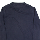 TOMMY HILFIGER Mens Jumper Blue V-Neck Tight Knit M