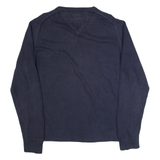 TOMMY HILFIGER Mens Jumper Blue V-Neck Tight Knit M