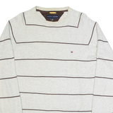 TOMMY HILFIGER Mens Patterned Jumper Cream Striped Tight Knit M