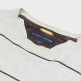 TOMMY HILFIGER Mens Patterned Jumper Cream Striped Tight Knit M