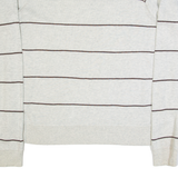 TOMMY HILFIGER Mens Patterned Jumper Cream Striped Tight Knit M