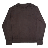 TOMMY HILFIGER Mens Jumper Brown V-Neck Tight Knit XL