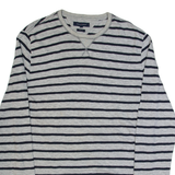 TOMMY HILFIGER Fit Mens Patterned Jumper Grey Striped Tight Knit XL