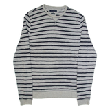 TOMMY HILFIGER Fit Mens Patterned Jumper Grey Striped Tight Knit XL