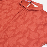 WHITE STUFF Sheer Womens Printed Blouse Red Roll Neck 3/4 Sleeve UK 12