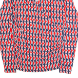 BODEN Womens Printed Top Red Button Neck Long Sleeve Crazy Pattern UK 14