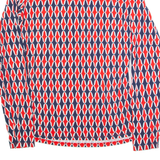 BODEN Womens Printed Top Red Button Neck Long Sleeve Crazy Pattern UK 14