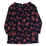 LAURA ASHLEY Womens Printed Top Black 3/4 Sleeve Floral UK 12