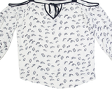 MINT VELVET Womens Printed Top White 3/4 Sleeve Crazy Pattern UK 12