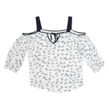 MINT VELVET Womens Printed Top White 3/4 Sleeve Crazy Pattern UK 12