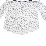 MINT VELVET Womens Printed Top White 3/4 Sleeve Crazy Pattern UK 12
