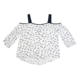 MINT VELVET Womens Printed Top White 3/4 Sleeve Crazy Pattern UK 12