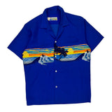 Made In Hawaii Sunset Shoreline Hawaii Graphic Hawaiian Shirt - Medium Blue Polyester