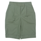 Pleated Womens Casual Shorts Green Slim 90s XS W26