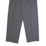 MANUEL MANCERA Striped Mens Trousers Grey Regular Straight Viscose W30 L30