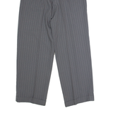 MANUEL MANCERA Striped Mens Trousers Grey Regular Straight Viscose W30 L30