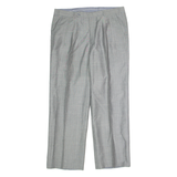 Pleated Mens Trousers Grey Regular Straight W36 L29