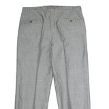Pleated Mens Trousers Grey Regular Straight W36 L29