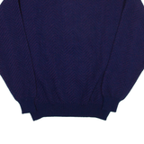 Mens Patterned Jumper Blue Diamond High Neck Open Knit L