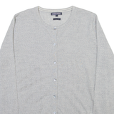 TOMMY HILFIGER Womens Cardigan Grey Tight Knit Wool L