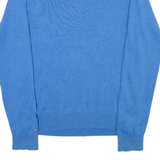 TOMMY HILFIGER Mens Jumper Blue V-Neck Tight Knit S