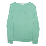 TOM TAILOR Lightweight Mens Jumper Green V-Neck Tight Knit M