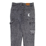 KARL KANI Carpenter Womens Jeans Grey Relaxed Tapered Acid Wash W32 L32