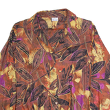 BRANDTEX Womens Printed Blouse Brown V-Neck Long Sleeve Floral UK 14