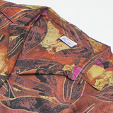 BRANDTEX Womens Printed Blouse Brown V-Neck Long Sleeve Floral UK 14